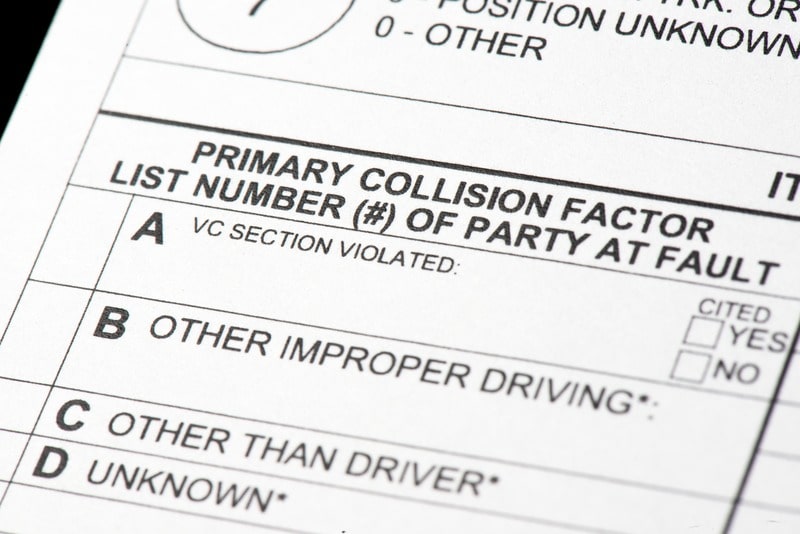 police report car accident california